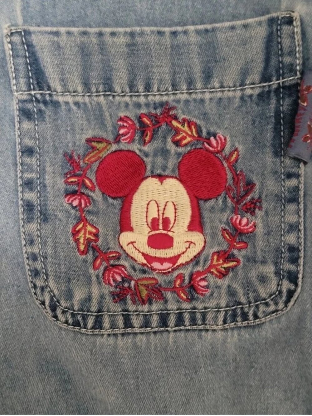 Disney Mickey Mouse Denim shirt 90s Womens button up sz 2x